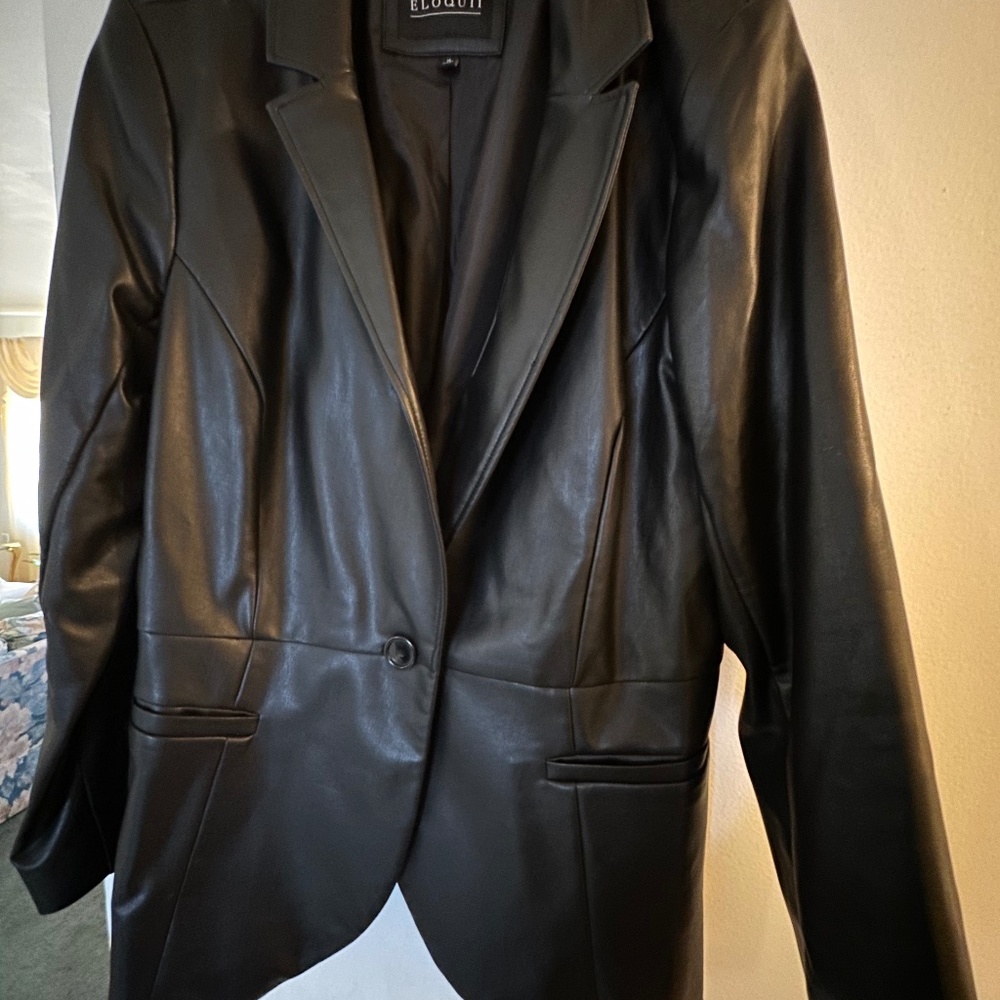 Faux leather blazer. Gently worn